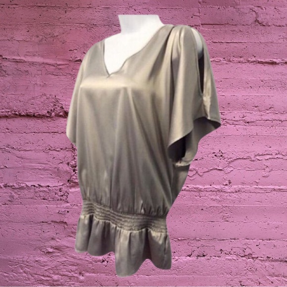 The Limited Tops - The Limited Gray Ruffled V-Neck Blouse